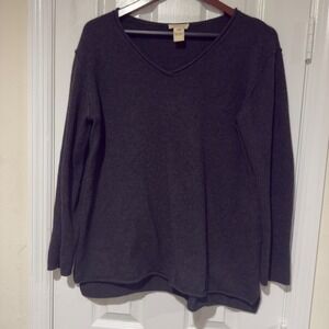 Sundance 100% Cashmere V-Neck Sweater Women's Medium Black Rib Sleeve Soft